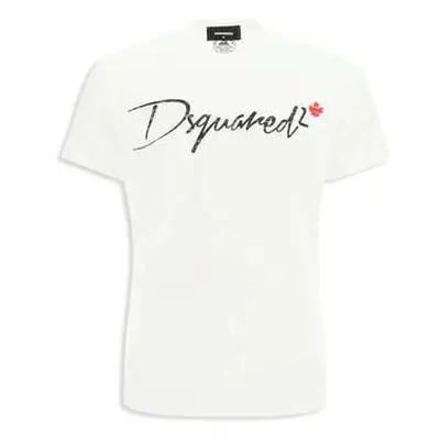 Dsquared Men's White Italic Logo T-Shirt men's in White