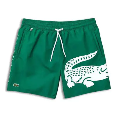 Lacoste Men's Green Large Crocodile Logo Print Swim Shorts men's in Green