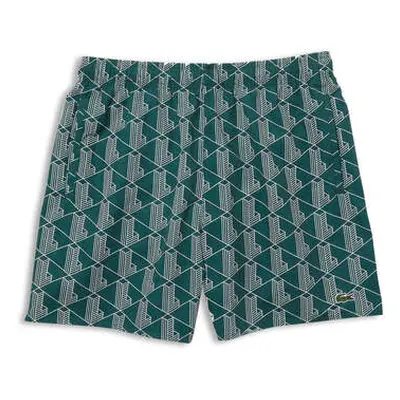 Lacoste Men's Green Monogram Print Swim Shorts men's in Green