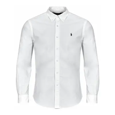 Polo Ralph Lauren CHEMISE DROITE CUSTOM EN OXFORD LEGER men's Long sleeved Shirt in White