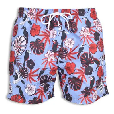 BOSS Men's Hugo Boss Blue Floral Print Piranha Swim Short men's in Blue