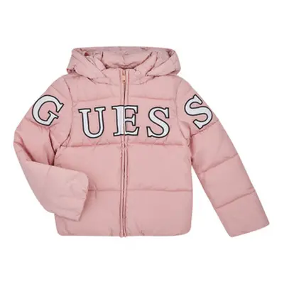 Guess HOODED LS PADDED PUFFER W/ZIP girls's Children's Jacket in Pink