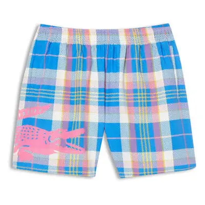 Lacoste Men's Coloured Check Print Swim Shorts men's in Blue