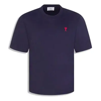 Ami Paris Men's Navy Paris ' De Coeur' Slim Fit T-Shirt men's in Blue