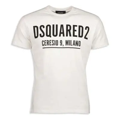 Dsquared Men's White Black Ceresio 9 Milano Logo T-Shirt men's in White