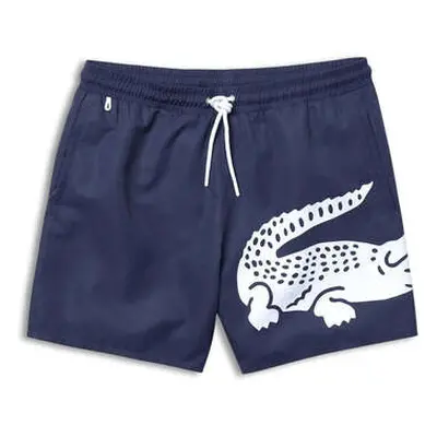 Lacoste Men's Navy Large Crocodile Logo Print Swim Shorts men's in Blue