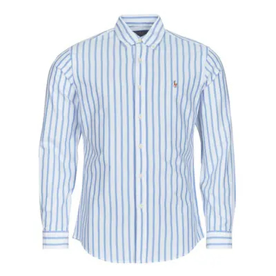 Polo Ralph Lauren CHEMISE COUPE DROITE EN OXFORD men's Long sleeved Shirt in Blue