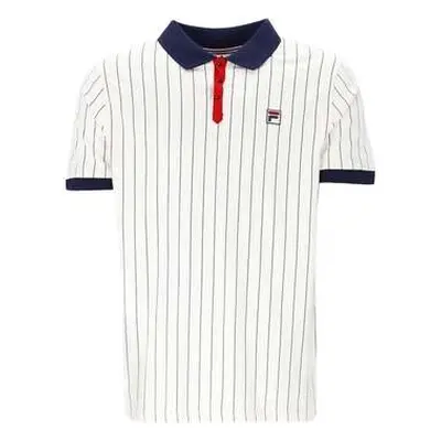 Fila BB1 Classic Striped Polo Shirt White/ Navy/ Red men's in White