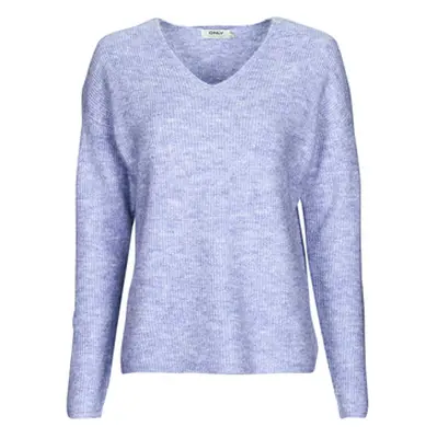 Only ONLCAMILLA V-NECK L/S PULLOVER KNT NOOS women's Sweater in Blue