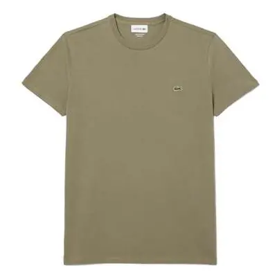 Lacoste Cotton Pima Crew Neck T-Shirt Khaki Green men's in Green