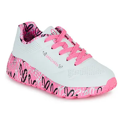 Skechers JGOLDCROWN: UNO LITE - LOVELY LUV girls's Children's Shoes (Trainers) in White