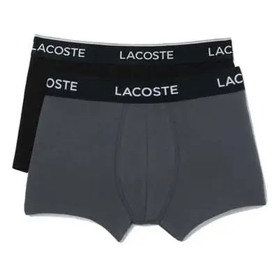 Lacoste 2 Pack Cotton Stretch Logo Trunks Black/Dark Grey men's Boxer shorts in Black