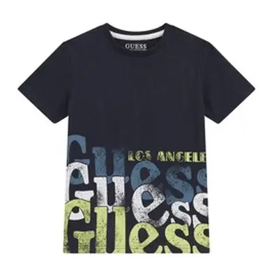 Guess SS T SHIRT boys's Children's T shirt in Marine