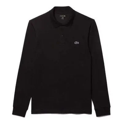 Lacoste Regular Fit Long Sleeve Cotton Blend Polo Shirt Black men's in Black