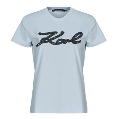 Karl Lagerfeld BOUCLE KARL SIGNATURE T-SHIRT women's T shirt in Blue