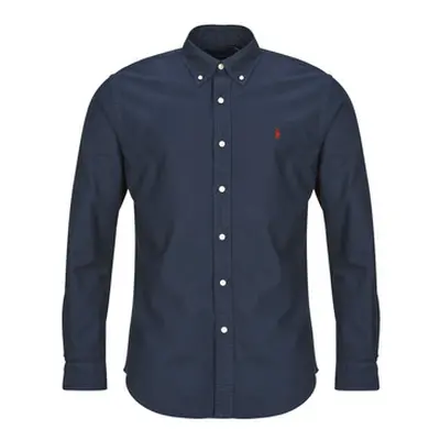 Polo Ralph Lauren CHEMISE DROITE CUSTOM EN OXFORD LEGER men's Long sleeved Shirt in Marine