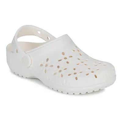 Crocs Classic Floral Cut Out Clog K girls's Children's Clogs (Shoes) in Beige