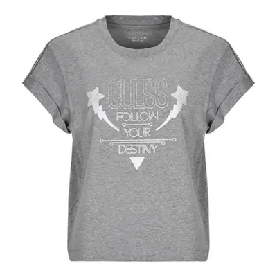 Guess SLEEVES STRASS women's T shirt in Grey