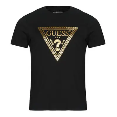 Guess CHAIN TRI men's T shirt in Black