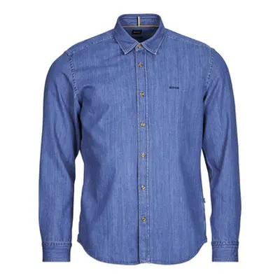 BOSS LIAM kent men's Long sleeved Shirt in Blue