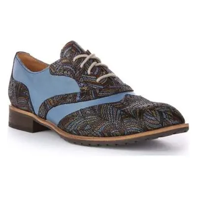 Justinreess England Justinreess Womens Lace up Brogue Blue Pattern Leather Shoes women's Slip-on