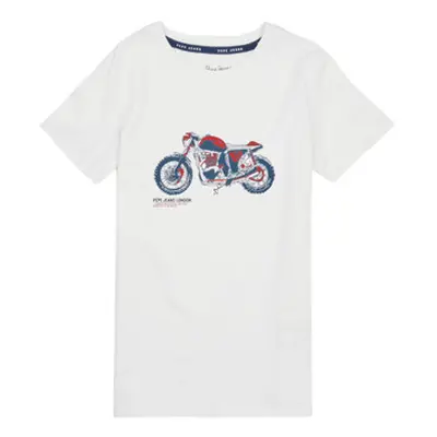 Pepe jeans TANNER TEE boys's Children's T shirt in White