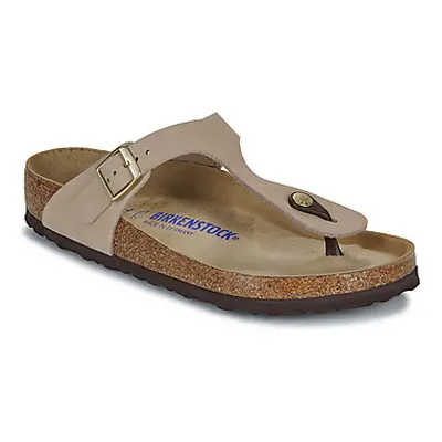 Birkenstock Gizeh SFB LENB Sandcastle women's Flip flops / Sandals (Shoes) in Beige