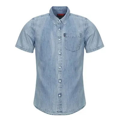 Superdry DENIM men's Short sleeved Shirt in Blue