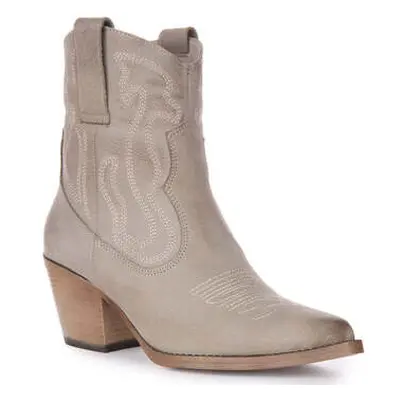 Justinreess England Womens Heel Pointed Grey Short Cowboy Boots women's Boots in Grey