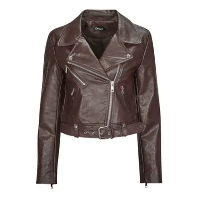 Only ONLNEWVERA FAUX LEATHER BIKER CC OTW women's Leather jacket in Brown