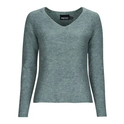 Pieces PCELLEN LS V-NECK KNIT NOOS BC women's Sweater in Green