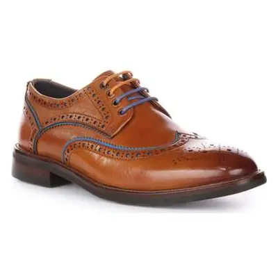 Justinreess England Womens Lace up Leather Brown Blue Brogues women's Slip-ons (Shoes) in Brown