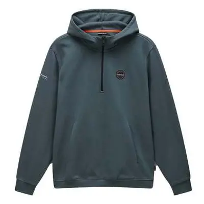 Napapijri Badge Quarter Zip Hoodie Green Urban men's Sweatshirt in Green