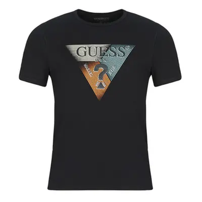 Guess TRIANGLE TEE men's T shirt in Black