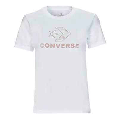 Converse FLORAL STAR CHEVRON women's T shirt in White