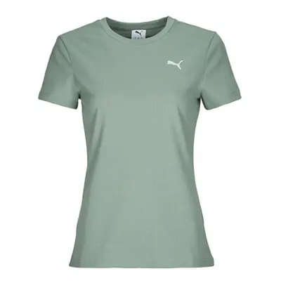 Puma ESS ELEVATED RIB TEE women's T shirt in Green