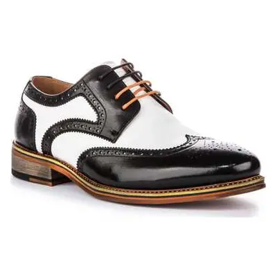 Justinreess England Justinreess Mens Two Tone Black White Leather Lace Brogue Shoes men's Slip-o