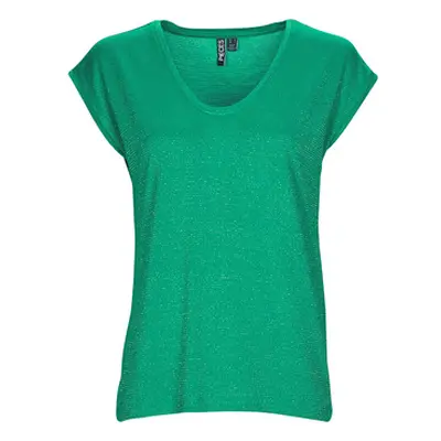 Pieces PCBILLO TEE LUREX STRIPES women's T shirt in Green