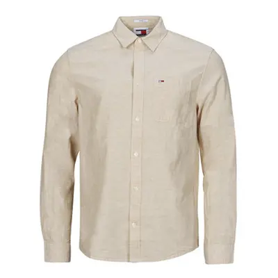 Tommy Jeans TJM REG LINEN BLEND SHIRT men's Long sleeved Shirt in Beige