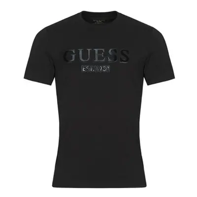 Guess SPRAYED FLOCK men's T shirt in Black