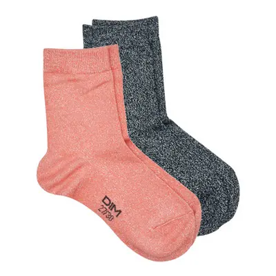 DIM COTON STYLE ALL OVER LUREX FILLE PACK X2 girls's Children's socks in Multicolour