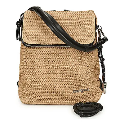 Desigual HALF LOGO RAFFIA HAMPTON women's Backpack in Beige