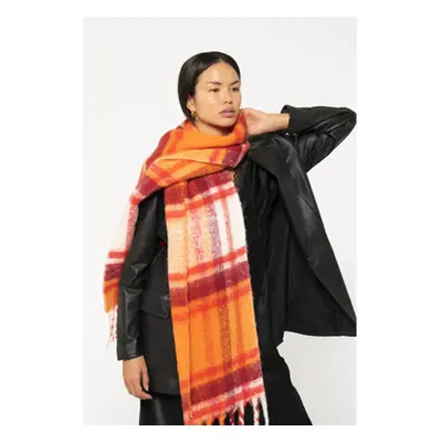 Shinjuku Lanes REplaid Oversized Scarf - Orange Red women's Scarf in Orange