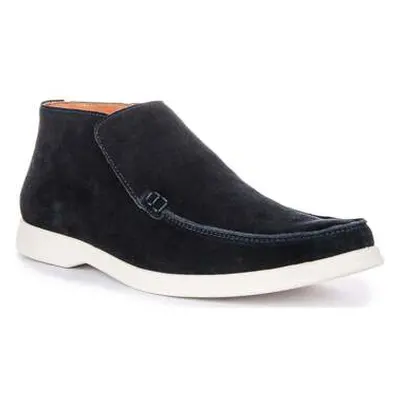 Justinreess England Justinreess Casual Side Zip Soft Suede Navy Boots men's Mid Boots in Blue