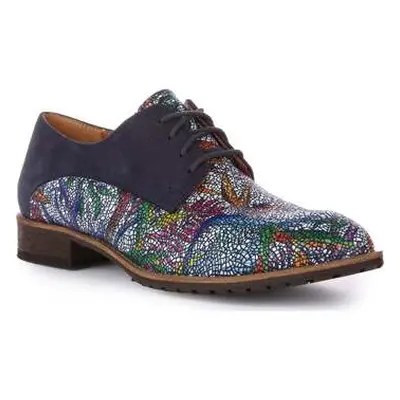 Justinreess England Womens Lace up Navy Floral Leather Oxford Shoes women's Slip-ons (Shoes) in 