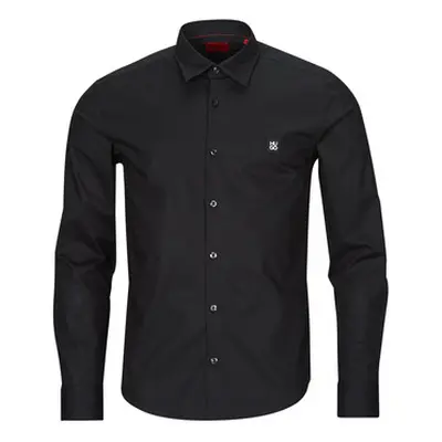 HUGO Ermo men's Long sleeved Shirt in Black