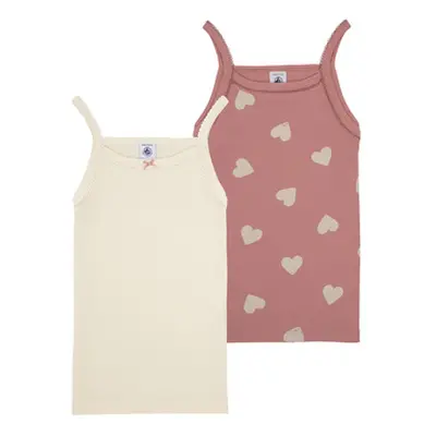 Petit Bateau 2 CHEMISES BRETELLES girls's Children's vest in Pink