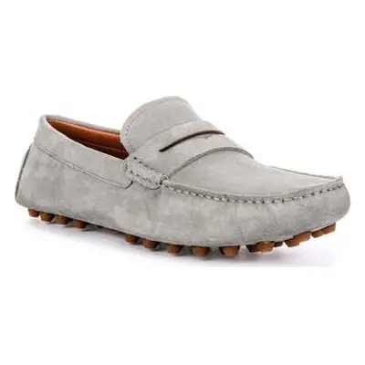 Justinreess England Justinreess Mens Soft Grey Suede Slip On Driving Shoes Loafers men's Slip-on