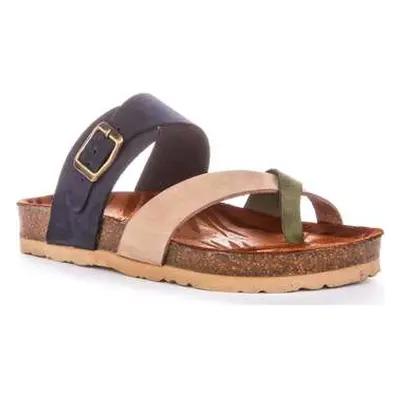 Justinreess England Justinreess Womens Leather Footbed Multi Colour Comfort Sandals women's Sand