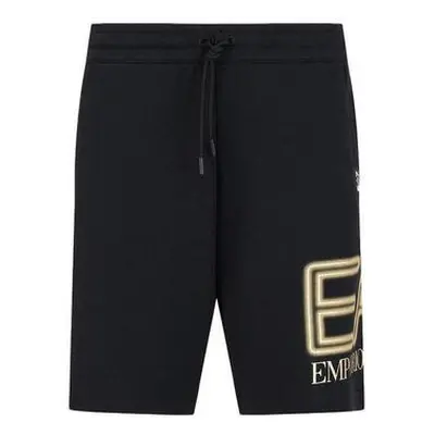 Ea7 Emporio Armani Logo Series Gold Logo Bermuda Shorts - Black men's Shorts in Black